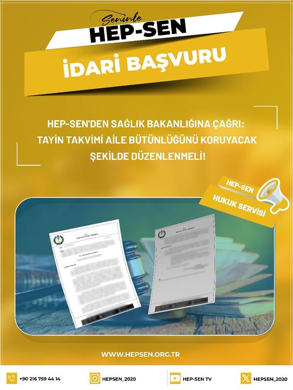 HEP-SEN'den Sağlık Bakanlığına Çağrı: Tayin Takvimi Aile Bütünlüğünü Koruyacak Şekilde Düzenlenmeli